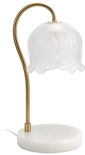 Marhynchus Candle Warmer Table Lamp Vintage Home Decor Wax Melting Lamp Lantern Night Light Fragrance Light with Timer Dimmer for Small Medium Large Candl, Marble and Glass Material Warm (UK Plug)