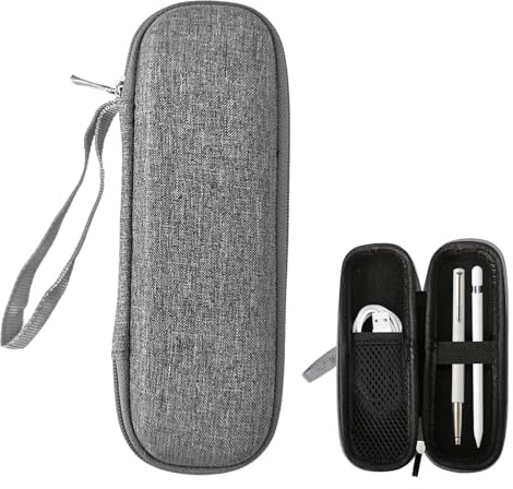 Larebidtex Premium Kunstleder Stifttasche für Apple Pencil, Samsung, Huawei, Surface Pro Stylus - Schutzhülle mit Stiftschlaufe, Integriertem Ablagefach und USB-Kabel Fach, Grau