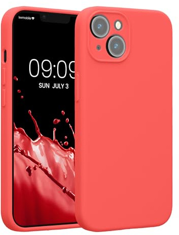 kwmobile Case Compatible with Apple iPhone 14 Case - Slim TPU Silicone Phone Cover - Soft Touch Finish - Neon Coral