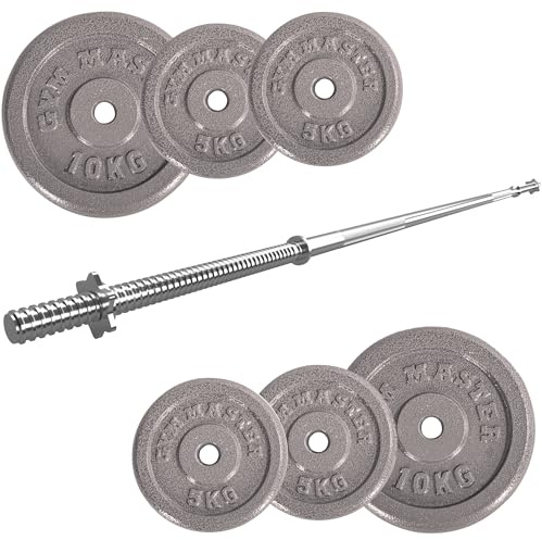 GYM MASTER Standard 6ft Barbell Bundle with 40kg Cast Iron Weight Set (7 Items)