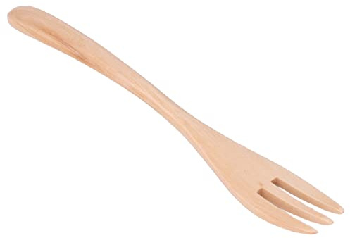 Eujgoov Holzgabel, Wiederverwendbare Gugertree Holzfrucht-Nudelgabel mit Langem Griff 15 Cm für Picknicks, Camping, Schulessen