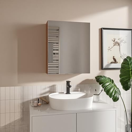 HAJDUK FURNITURE Spiegelschrank Bad 50x60 cm Sonoma Badezimmerschrank mit Spiegel Hängeschrank Bad mit Ablage Grifflos