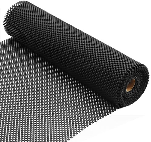Antirutschmatte 60x600cm, Anti Rutsch PVC Mehrzweck Teppichstopper, Antirutschunterlage Teppichunterlage für Schubladen, Auto, Schränke, Küche, Wohnmobil, Regal, Palette, Schwarz