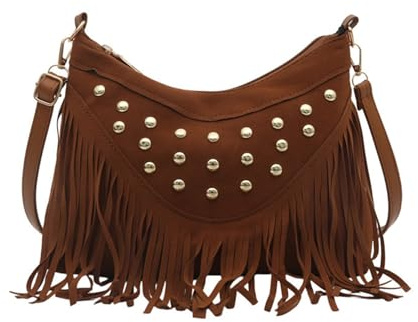 Handtasche Damen Cowgirl Kostüm Boho Style Y2k Kleine Tasche Umhängetasche Elegant Vintage Handtasche 70er-Jahre Mit Quaste Crossbody Satteltasche Arbeitstasche