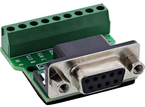 InLine Terminalblock mit D-Sub 9 Buchse, Schraubklemmen, Schraubsicherung, ideal für RS232 Verdrahtung, kompakt für Schaltschrank & Industrie, 92501C