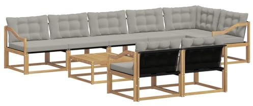 vidaXL Outdoor-Sofagarnitur 9 pcs Weiß und Hellgrau 79 x 79 x 37 cm, Garten Ecksofa, modernes Outdoor-Lounge, Robustes Sitzset, Möbel für Terrasse, Komfort und Stil