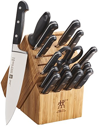 ZWILLING Professional S 18-teiliges Messerblock Set Kochmesser Wellenschliff Allzweckmesser Steakmesser Set Schwarz