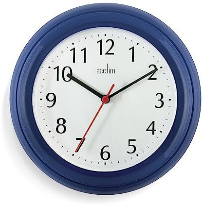 Horloge Murale en Bois du Wycombe Rouge, Bleu, 22.5 cm l x 22.5 cm w x 22.5 cm h
