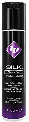 ID Lubricants Silk Personal Lubricant - Water and Silicone Based Lube, 1 Fl Oz Bottle, Creamy White, (SLK-01)