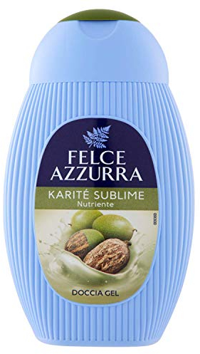 Felce Azzurra - Docciaschiuma Profumato Karitè Sublime, Gel Detergente Idratante Pelle Morbida, Doccia Schiuma Delicato con Note Patchouli e Frutti Rossi, Gel Doccia Dermatologicamente Testato, 250 ml
