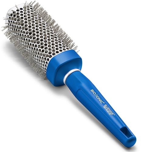Bio Ionic BlueWave Round Brush Large,NanoIonic Conditioning Brush,Crimped bristles for added tension, Soft Touch, Easy Grip Handle