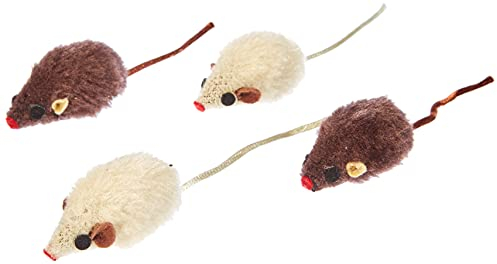 Nobby Plüschmaus mit Rassel, 5 cm, 1 Packung (1 x 4 Stück)