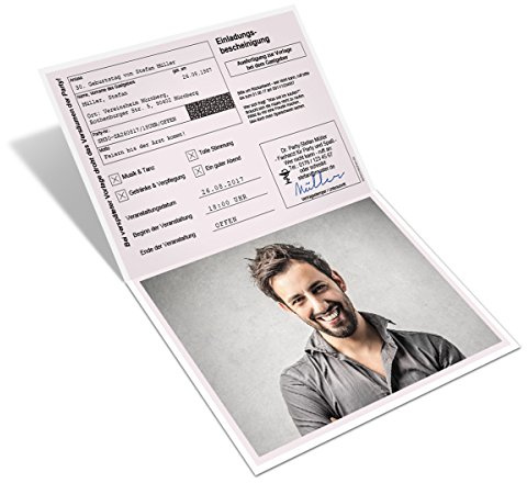 Geburtstag Einladungskarten (10 Stück) Krankschreibung Krankmeldung Klappkarte mit Foto