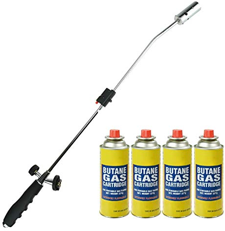 ASAB Pack of 4 Butane Gas Canisters for Camping Stove Cooking & Outdoor Destroys Moss Fungus Adjustable & Portable Flame Blowtorch Camping Gas Canisters Bottles for Weed Burners BBQ Grill