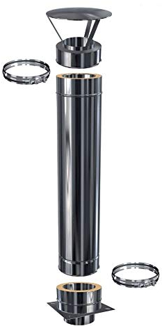 Schornsteinverlängerung Kaminverlängerung doppelwandig DW 160 Höhe 1,0 m / 0,5 mm