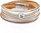 StarAppeal Armband Wickelarmband in Leder mit Herz, Kette und Magnetverschluss Silber, Damen Armband (Silber-Weiß)