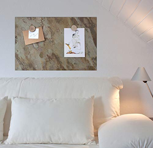 Magnettafel Echt Schiefer 4 In 1 (Magnetwand+Kreidetafel+Pinnwand+Wandbild) Naturstein Magnetboard inkl 1x Steinmagnet und 1x Kreidestück Größen 30x60cm, 40x60cm,80x60cm(Gold Mountain, 30cmx61cm)