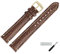 MARBURGER Uhrenarmband 20mm Leder Braun Gold XL Hai Prägung Mit Naht - Montage Set 6822032000220