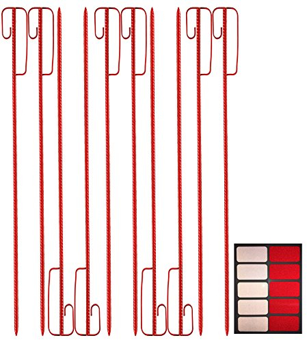 UvV Absperrleinenhalter für Warnband, Fangzaun 1200 mm geriffelt, rot lackiert + 10 Reflexsticker rot/weiß RA1 Orafol