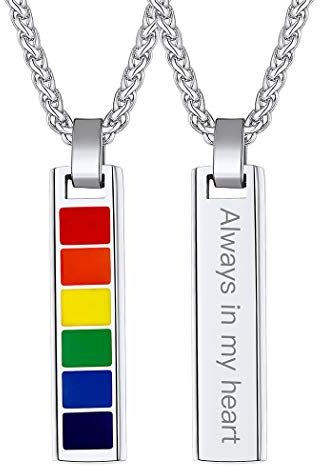 Suplight LGBT Pride Kette Herren Damen Edelstahl Stab Anhänger Halskette Homosexuell Regenbogen Emaille Gay & Lesbian Modeschmuck für Männer Frauen Unisex