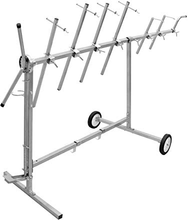 ECD Germany Supporto Rotante per Verniciatura 360° Zincato 205 x 78 x 95 cm Cavalletto Girevole Verniciatura Carrozzeria Mobile con 4 Supporti per Cofani e 2 per Parafanghi Sportelli Alettoni Auto