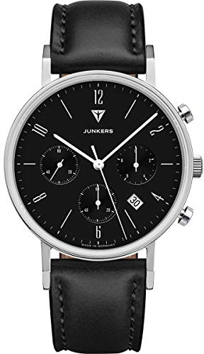 Junkers Dessau Analog Quarzuhr Chronograph Lederarmband Saphirglas schwarz 9.19.01.02