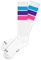 Spirit of 76 Herren & Damen Hohe Retro Socken mit Streifen Baumwolle 39 40 41 42 Weiß - Türkis - Lila - Pink Hi (M)