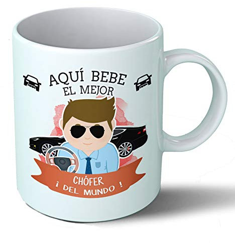 Planetacase - Taza Chófer - Regalo Original - Cerámica 330 mL - Taza Desayuno Apta para Microondas y Lavavajillas - choferes - Resistente a Lavados - Chófer (Él)