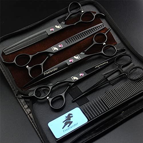 XJST Linke Hand Edelstahl Hund Pflegeschere, Premium Pet Grooming Schere Set, Scharfe Und Starke Edelstahlklinge Für Hunde Katzen Haarschneide