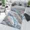 TAPISO Maya Teppich Kurzflor Modern Blau Grau Creme Meliert Streifen Splash Design Verwischt Wohnzimmer Schlafzimmer ÖKOTEX 200 x 250 cm