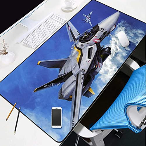 KJXNED - Tapis de Souris Gaming XXL 1000x500 mm Modèle D’Avion Blanc Gamer Mouse Pad Surface Antiderapant Base en Caoutchouc Antidérapante pour Gamer PC et Ordinateur Portable