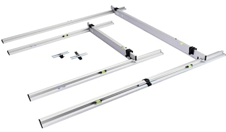 rabo Trockenschüttungslehre Uni-Set | 10-teilig | 2 verstellbare Abziehlatten (1,20–2,00 m und 2,00–3,40 m) | 5 Grundschienen (2x1 m, 2x1,5 m, 1x2 m) | Profiwerkzeug für präzises Nivellieren