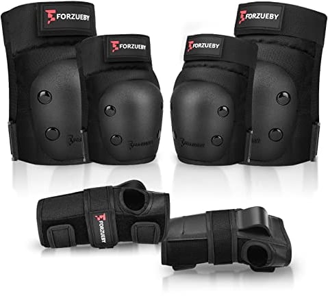 Forzueby Knieschoner, Ellbogenschützer und Handgelenkschützer für Erwachsene&Kinder Protektoren Set, 6 in 1 Schutzausrüstung zum Inliner Skaten, Skateboarden, Scooter Fahren, BMX usw.