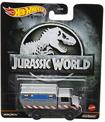 Modell DieCast JURASSIC WORLD UNIMOG U 1300 L - Skala 1/64 Länge 6 cm - Hot Wheels Premium HCP08