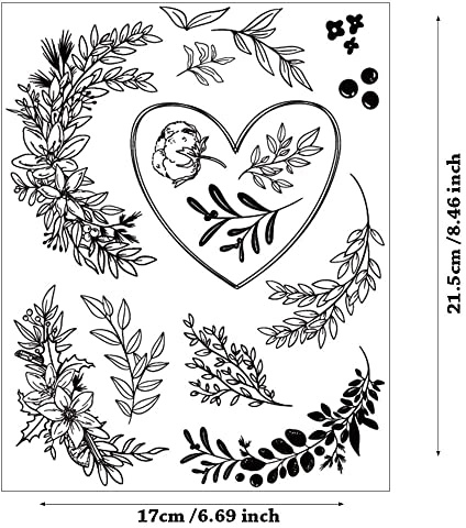 Arriettycraft DIY Christmas Wreath Merry Christmas Berry Branch Decorative Clear Stamps for Card Making and DIY Scrapbooking