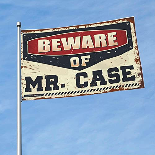 Lustige Zimmerflaggen Vorsicht vor Mr. Case Flagge College Zimmer Flaggen Niedliche Flaggen für Teen Mädchen Zimmer (Größe: 152 x 244 cm)