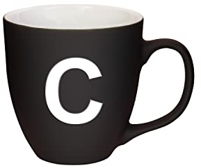 Mahlwerck Jumbotasse, selbst gestalten, große Porzellan-Kaffeetasse, matte Oberfläche, Tasse mit Buchstabe Monogramm, Initiale A-Z, Geschenk, 400 ml, Design Letter, schwarz - C