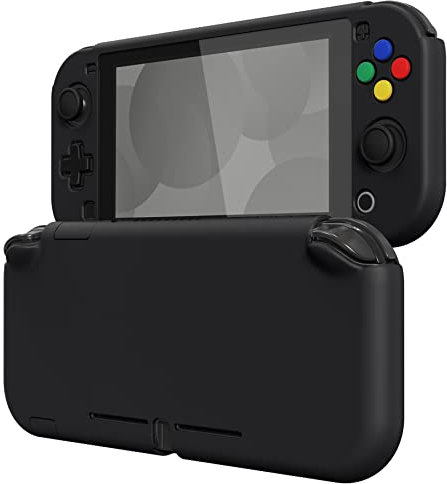 eXtremeRate PlayVital Coque Protection pour Switch Lite avec Capuchon Joystick pour Nintendo Switch Lite et Cover Boutons & Protecteur d'Écran Verre Trempé-Noir