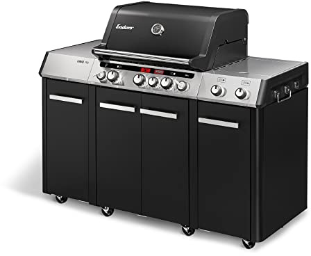 Enders Gasgrill UNIQ PRO 3 IK KITCHEN CRUSTER, 3-Edelstahlbrenner + Seitenkocher, HEAT RANGE-Brenner, SWITCH GRID, 800 °C TURBO ZONE, SIMPLE CLEAN,doppelwandige Garhaube, Cruster® #8608