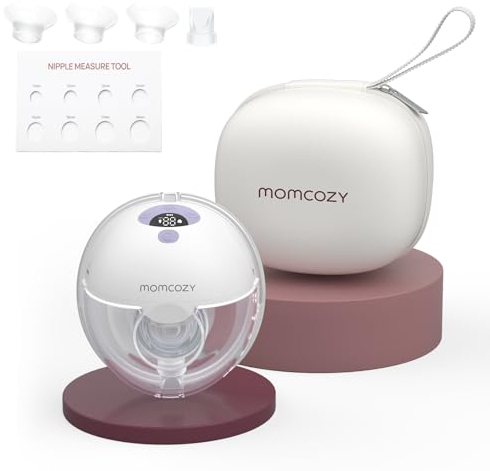 Momcozy M5 Sacaleches Eléctrico Manos Libres, Extractor de Leche Portátil de Boca de Bebé Brida de Doble Sellado con 3 Modos y 9 Niveles - 24 mm (1, Morado)