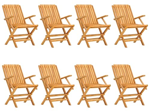 vidaXL Gartenstühle 8 STK., Gartenstuhl Klappbar Lattenrost-Design, Klappstuhl Holzstuhl mit Armlehnen, Gartensessel Stuhl, Massivholz Teak