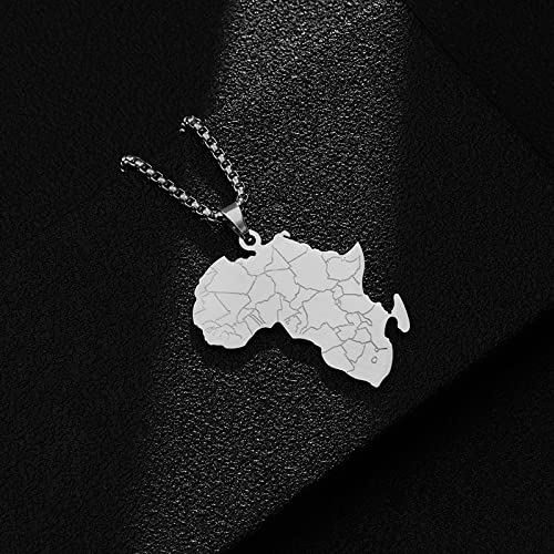 JEDTAKCT Retro-Afrika-Karte Mit Städten-Anhänger-Halskette – Hip-Hop-Welt, Ethnisches Paar, Schlüsselbeinkette, Männer Und Frauen, Patriotischer Charme, Pullover-Kette, Schmuck Für Halsketten, Gesch