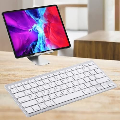 LIQC WB-8022 Ultra-thin Wireless Bluetooth Keyboard for iPad, Huawei, Xiaomi, Tablet PCs or Smartphones, Russian Keys(Silver)