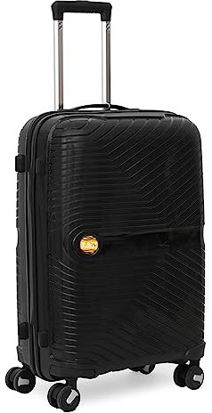 Asge Hartschalen-Koffer & Trolleys Handgepäck Koffer 4 Rollen Reisekoffer TSA Zahlenschloss Teleskopgriff, 24” Großer Rollkoffer (Schwarz, L)