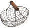 Cesta de huevo Vintage Castera de alambre de alambre de huevo de metal pequeño con mango Cesta de almacenamiento de cocina rústica negra Organizador de encimera para huevos frescos, pan, fruta, v