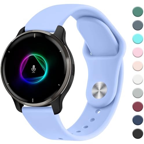 Mugust Bracelet pour Garmin Venu/Venu 2 Plus/Venu Sq/Venu Sq 2 Music pour homme et femme - 20 mm - Bracelet de rechange classique en silicone pour Garmin Venu Sq 2 - Bleu menthe