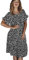 MessBebe Women's Short Sleeve Casual Round Neck Smock Dresses Knee-Length Loose Fit Elegant Mini Dress Boho Beach Dresses Casual Dress Black