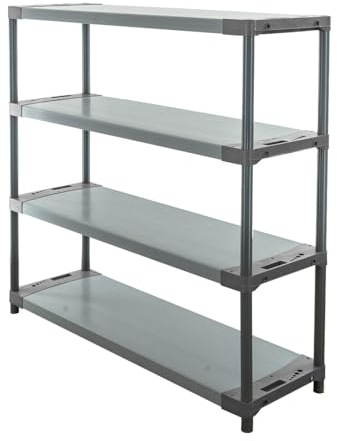 PROREGAL Kunststoffregal Grey Bear | Low | HxBxT 138x150x46cm | Fachlast 70kg | Grau | Plastikregal Kellerregal Lagerregal Steckregal