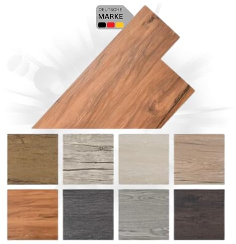DELUKE® Vinylboden PVC-Dielen selbstklebend wasserfest | 2mm Stärke, Rutschfest | Laminat Vinyl Bodenbelag Laminatboden Dekor-Dielen Fußbodenlaminat Boden Planken Dielenboden | Ulme Natur, 5,02m²