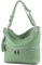 modamoda de - T143 - ital. Leder Schultertasche Umhängetasche, Farbe:Graugrün